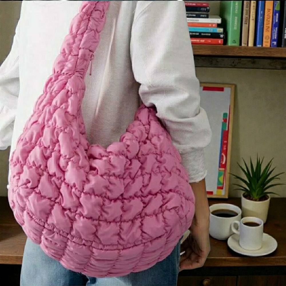 NWT! Pink Lilac Quilted Puffer Bag